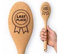 Trofeo in legno con cucchiaino per l'ultimo posto, divertente premio perdente Booby Prize Award, pub, golf, giornata sportiva, freccette e competizioni calcistiche, in legno di faggio inciso al laser