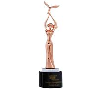 Trofeo Premio A Forma di Graziosa Statua di Dea, Trofei in Metallo A Forma di Gabbiano, Trofeo con Incisione Personalizzata, Base in Cristallo Nero, Premi per Gare di Danza(Copper)