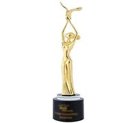 Trofeo Premio A Forma di Graziosa Statua di Dea, Trofei in Metallo A Forma di Gabbiano, Trofeo con Incisione Personalizzata, Base in Cristallo Nero, Premi per Gare di Danza(Gold)