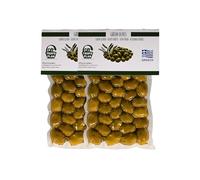 TrofoPlan Olive Verdi Greche 2 x 200 g - Olive cretesi grandi di alta qualità - Olive mediterranee confezionate sottovuoto - Consistenza soda, sapore intenso - Senza additivi né coloranti