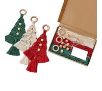 TROGN Ornamento di Natale Macrame Kit per principianti Maglia Albero di Natale Artigianato con istruzioni Decorazione scritta Kit appeso Kit mano Principiante Adulti craf Materiali Adulti Intrecciato