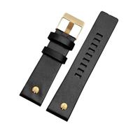 TROGPYXG Bracciale da uomo con cinturino for orologio con rivetto in metallo, compatibile con cinturino in pelle Diesel DZ7257 DZ4343 DZ4459 DZ7311 4318 24 26 28 30 32mm(B Black -gold,30mm)