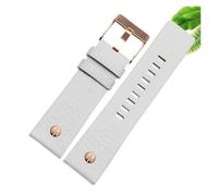 TROGPYXG Bracciale da uomo con cinturino for orologio con rivetto in metallo, compatibile con cinturino in pelle Diesel DZ7257 DZ4343 DZ4459 DZ7311 4318 24 26 28 30 32mm(A White-rose gold,22mm)