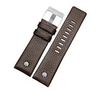 TROGPYXG Bracciale da uomo con cinturino for orologio con rivetto in metallo, compatibile con cinturino in pelle Diesel DZ7257 DZ4343 DZ4459 DZ7311 4318 24 26 28 30 32mm(A Brown-steel buckle,24mm)