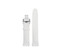 TROGPYXG Cinturino 17mm 19mm compatibile con cinturino in pelle Swatch YCS YAS YGS IRONY Bracciale da donna in pelle di vitello di vacchetta(White-silver-B,19mm)