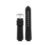 TROGPYXG Cinturino for orologio in pelle compatibile con Casio EFB-680 GSTB400 GST-B400/B200 ECB-10YD Modifica cinturino 24x14mm Bracciale Nero Blu(Silicone black-SR,24X14mm)
