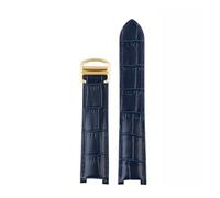 TROGPYXG Cinturino in Pelle Compatibile con Cartier Pasha Series Special Concave Watchband Uomo Donna Nero Marrone 21x15m 20x12mm 18x10mm(Blue-Gold,20mm-12mm)