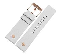 TROGPYXG Cinturino in pelle di vacchetta alla moda con cinturino for orologio con rivetto, compatibile con Diesel DZ7313 DZ7333 7322 7257 4318 7348 7334 di ricambio(White x rose gold,22mm)