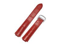 TROGPYXG Cinturino in pelle for orologio. Compatibile con il bracciale Cartier Blue Balloon. Sostituisci il cinturino in pelle di mucca for donna da 16-9 mm, 18-11 mm, 20-12 mm, 22-14 mm.(Red-silver,1
