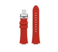 TROGPYXG Cinturino in silicone convesso compatibile con Casio EDIFICE 5634 EFB-680 EFS-S570YD/YDC/YDB cinturino in gomma modificato serie(Red - silver,24X14mm)