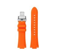 TROGPYXG Cinturino in silicone convesso compatibile con Casio EDIFICE 5634 EFB-680 EFS-S570YD/YDC/YDB cinturino in gomma modificato serie(Orange - silver,24x12mm)