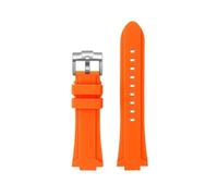 TROGPYXG Cinturino in silicone convesso compatibile con Casio EDIFICE 5634 EFB-680 EFS-S570YD/YDC/YDB cinturino in gomma modificato serie(Orange - silver pin,24x12mm)