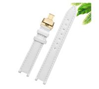 TROGPYXG Orologio con cinturino in pelle Premium Notch compatibile con cinturino for orologio da donna Folli Follie Lady Bubble Series 12mm 16mm 20mm Bracciale(White gk bk,12mm)