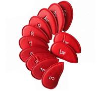 Trohollis Coprimazze da Golf,Golf Iron Head Cover 10/12 Pz Deluxe di Cuoio Sintetico di Ferro di Golf coperture della Testa del Club Sacca Impermeabile for all del Ferro di Golf Club(12 PCS Red Pu)