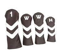 Trohollis Coprimazze da Golf,Golf Iron Head Cover 4X Impermeabile PU Plush No. 1, 3, 5 UT Golf Head Cover 460CC Hybrid Headcover Golf Club Protector Resistente ai Graffi(Dark Brown)