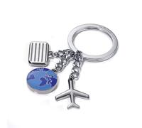Troika 3-Charm Keyring Plane Suitecase and Globe