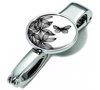 TROIKA BLACK FLOWERS - #BGH03-A152 - Appendi - borsa con clip - in grado di reggere fino a 5 kg - metallo- lucido - bianco, nero - TROIKA-originale