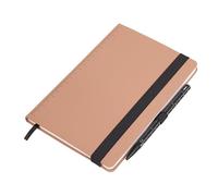 TROIKA Blocco note DIN A5 con penna SLIMPAD A5 MOCHA, taccuino 64 fogli perforati a griglia puntinata, con passante per penna e segnalibro, righello inciso, in similpelle e metallo, colore marrone