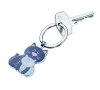 Troika CAT & KITTY Portachiavi ad anello e catena, 8 cm, Grigio (Grau)