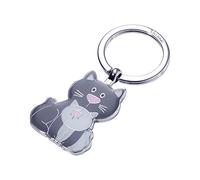 Troika CAT & KITTY Portachiavi ad anello e catena, 8 cm, Grigio (Grau)