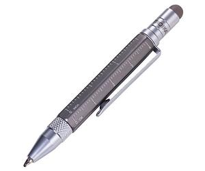 TROIKA CONSTRUCTION LILIPUT - PIP25/TI - Penna a sfera multitasking (piccola), righello in centimetri/pollici, cacciavite a croce, pennino capacitivo (color titanio)