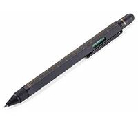 TROIKA CONSTRUCTION PIP20/BG - Penna a sfera multifunzionale, colore nero e oro, righello con centimetri e pollici, scala 1:20 m e 1:50 m, livella a bolla, cacciavite piatto e a croce