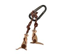 Troika Eddie & Manni - KR23-02/BK - Portachiavi incl. Moschettone - 2 pendenti su corda da arrampicata decorativa: suricata - alluminio, metallo pressofuso, nylon, smalto - marrone