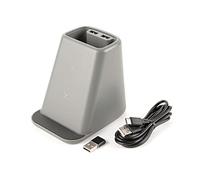 Troika Fill Stand - PHS10/GY - stazione di ricarica e organizer da tavolo: portapenne e portacellulare - ricarica induttiva - 2 prese USB per altri dispositivi - plastica - grigio opaco