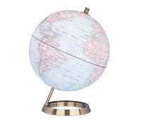 TROIKA Globo 23,5 gradi opaco mappamondo mari azzurri e superfici beige Ø 25 veri, base in metallo cromato effetto spazzolato, morbido fondo in feltro