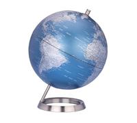 TROIKA Globo 23,5 gradi opaco mari blu intenso e superfici argentate Ø 25 carte in rilievo base in metallo cromato effetto spazzolato, morbido fondo in feltro