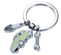 TROIKA KR19-03/CH - Portachiavi con 3 Ciondoli - Ufficiale licensed by Volkswagen - Maggiolino - Regalo nostalgico - Lucido - Verde, Argento - Originale, multicolore, 10cm, Classico