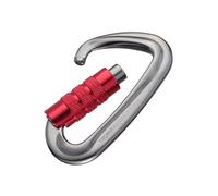 TROIKA Moschettone TROIKARABINER con chiusura a vite di sicurezza, 12 kN, alluminio 7075 anodizzato rosso e titanio, molto resistente e leggero