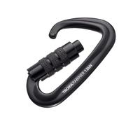 TROIKA Moschettone TROIKARABINER con chiusura di sicurezza a vite, resistenza 12 kN, alluminio 7075 anodizzato nero, estremamente robusto e leggero