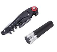TROIKA-originale WEINPROBE WST01/BK Set vino composto da coltello da sommelier, tappo sottovuoto Coltello da cameriere chiusura sottovuoto, cavatappi, apribottiglie, set da sommelier