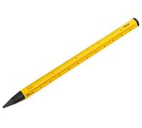 TROIKA PEN20/YE - Matita multitasking con punta in alluminio e metallo, sostituibile, cancellabile, con righello in centimetri/pollici, dimensioni: 147 x 10 x 10 mm, colore: giallo