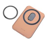 TROIKA Portacarte MagSafe HILDECARD MOCHA per 1-2 carte con fissaggio magnetico allo smartphone e funzione di supporto per cellulari con anello metallico MagSafe aggiuntivo, similpelle marrone
