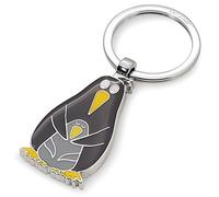 TROIKA Portachiavi a forma di pinguino e pingu in smalto/metallo di colore argento/nero/giallo, dimensioni: 8,2 x 3,5 x 0,5 cm, KR21-07/CH