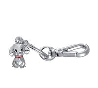 TROIKA Portachiavi cane TINY PUPPY con moschettone, piccolo cane in metallo cromato argento, regalo