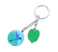 Portachiavi Colibrì e foglia di Monstera - KOLIBRI - portachiavi tropicale, fusione di metallo di alta qualità, vero smalto - incluso portachiavi - cromato - blu, verde, turchese - TROIKA Original