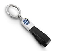 Troika Portachiavi con logo VW, passante in pelle, pelle e metallo, nero, blu, a