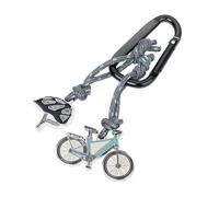 Portachiavi con moschettone - E-BIKE - 2 ciondoli su corda decorativa per arrampicata: bicicletta, casco - alluminio, metallo pressofuso, nylon, smalto - blu petrolio, grigio, nero - Originale TROIKA
