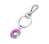 TROIKA Portachiavi donut TINY DOUGHNUT con moschettone, piccolo donut in smalto e metallo cromato viola e argento