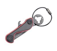 TROIKA Portachiavi mini utensile 9 funzioni - PARCEL CUT & CART - sblocco carrello spesa, coltello per pacchi, apribottiglie, apri pacchi (vero acciaio inox 440) alluminio anodizzato rosso/nero