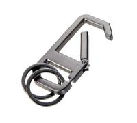 TROIKA Portachiavi moschettone ALVAR NERO con chiusura a clic e due anelli, metallo gunmetal, design minimalista e meccanismo intelligente