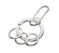 TROIKA Portachiavi moschettone NAIL GUARD EASY con 3 anelli per agganciare facilmente le chiavi con meccanismo di apertura brevettato in acciaio inossidabile opaco color argento