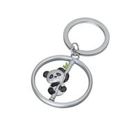 TROIKA Portachiavi a forma di orso in bambù girevole SPINNING PANDA portachiavi in smalto e metallo pressofuso cromato e multicolore, regalo per gli amanti degli animali