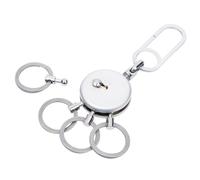 TROIKA Portachiavi PATENT EASY - con moschettone - 4 anelli inclinabili - ottone, metallo - cromato - argento originale, argento, 9,3 x 5 x 0,9 cm