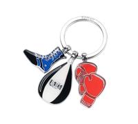 Portachiavi Punching Bag Guantoni da boxe e scarpe - BOXEN - portachiavi sportivo in stile palestra, fusione di metallo di alta qualità, smalto autentico - incluso portachiavi - cromato