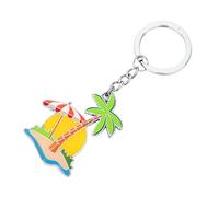 TROIKA Portachiavi vacanza (isola con palma) - BELLA VACANZA - Smaltato, Metallo pressofuso - Cromato - Multicolore Originale, multicolore, 11,2 x 4,5 x 0,4 cm
