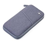 TROIKA Safe FLIGHT TRV20/GY - Custodia per documenti di viaggio, con pellicola protettiva per la lettura (per chip RFID), chiusura lampo, 12 scomparti interni, passante per penna, poliestere,